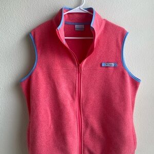 Columbia Pink Fleece Vest with Blue Trim